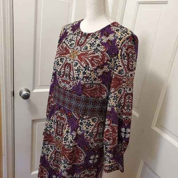Chico's Medallion Print Sheath Dress Multicolored Size 8/10 = 1 - Picture 3 of 14